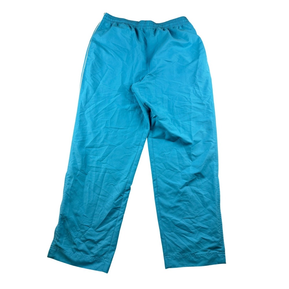 Vintage IZOD Track Pants Women L Blue Straight Leg Side Stripe Athleisure 90s
